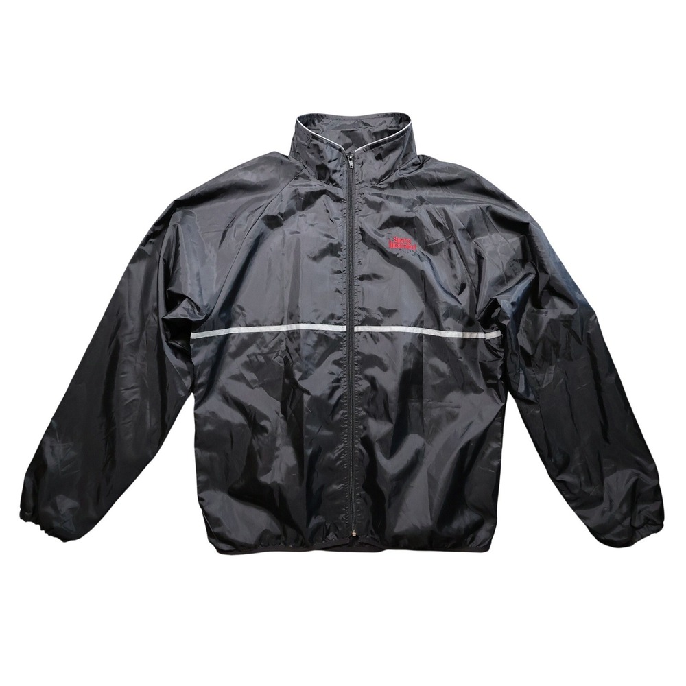 Sports Illustrated Windbreaker Mens XL Black Excellent Vintage Reflective Stripe